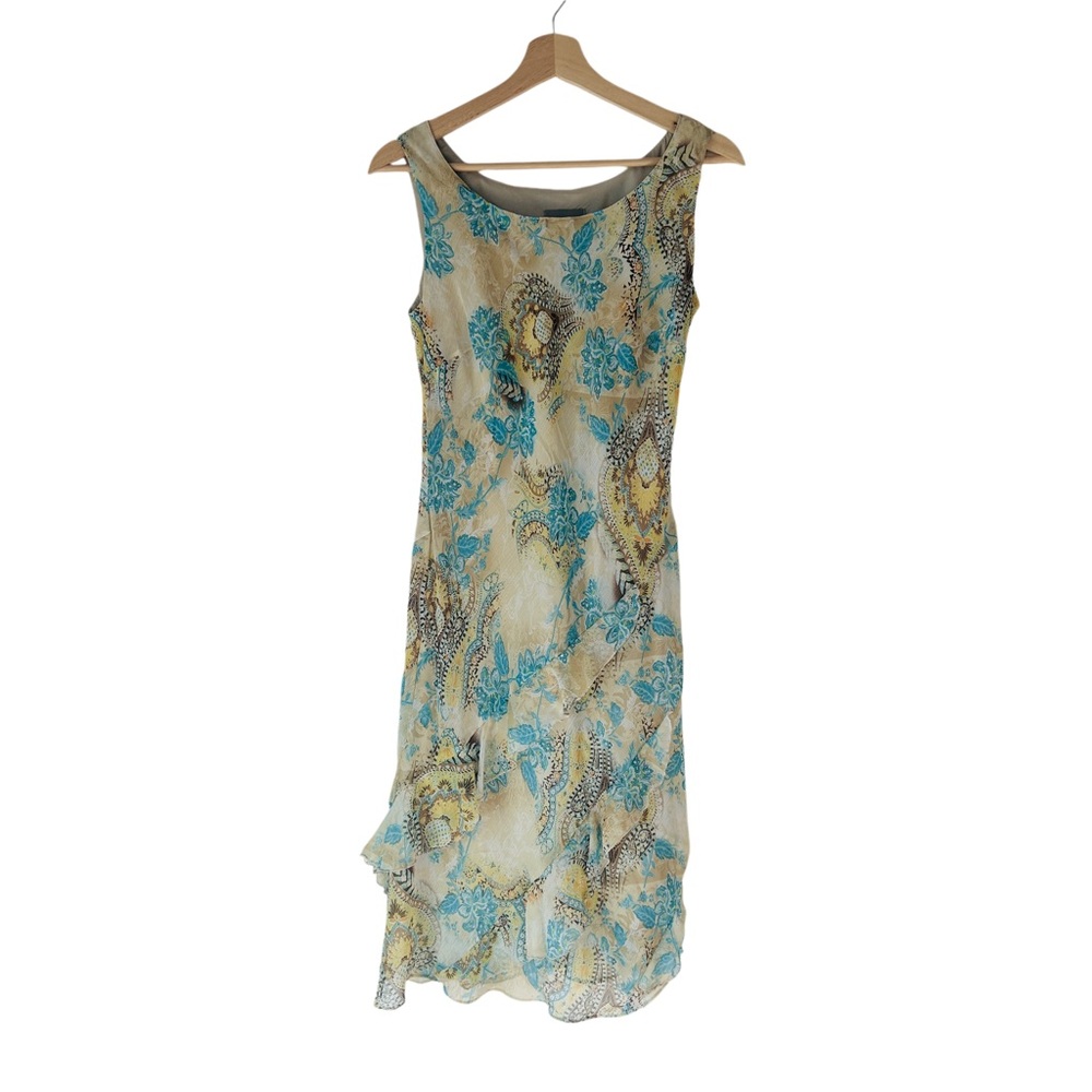Linea Domani vintage Y2K ruffle detail‎ midi dress